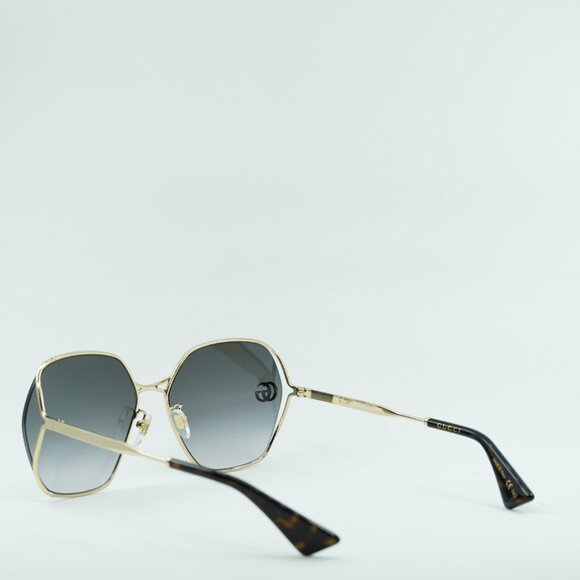 Gucci GG0818SA 005 Sunglasses Gold Geometric Frame, Grey Lenses main image 11